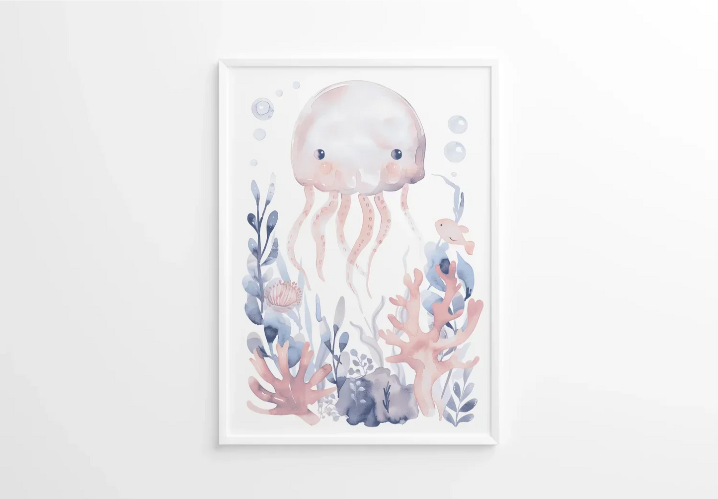 Blue Octopus Nursery Wall Art - Print