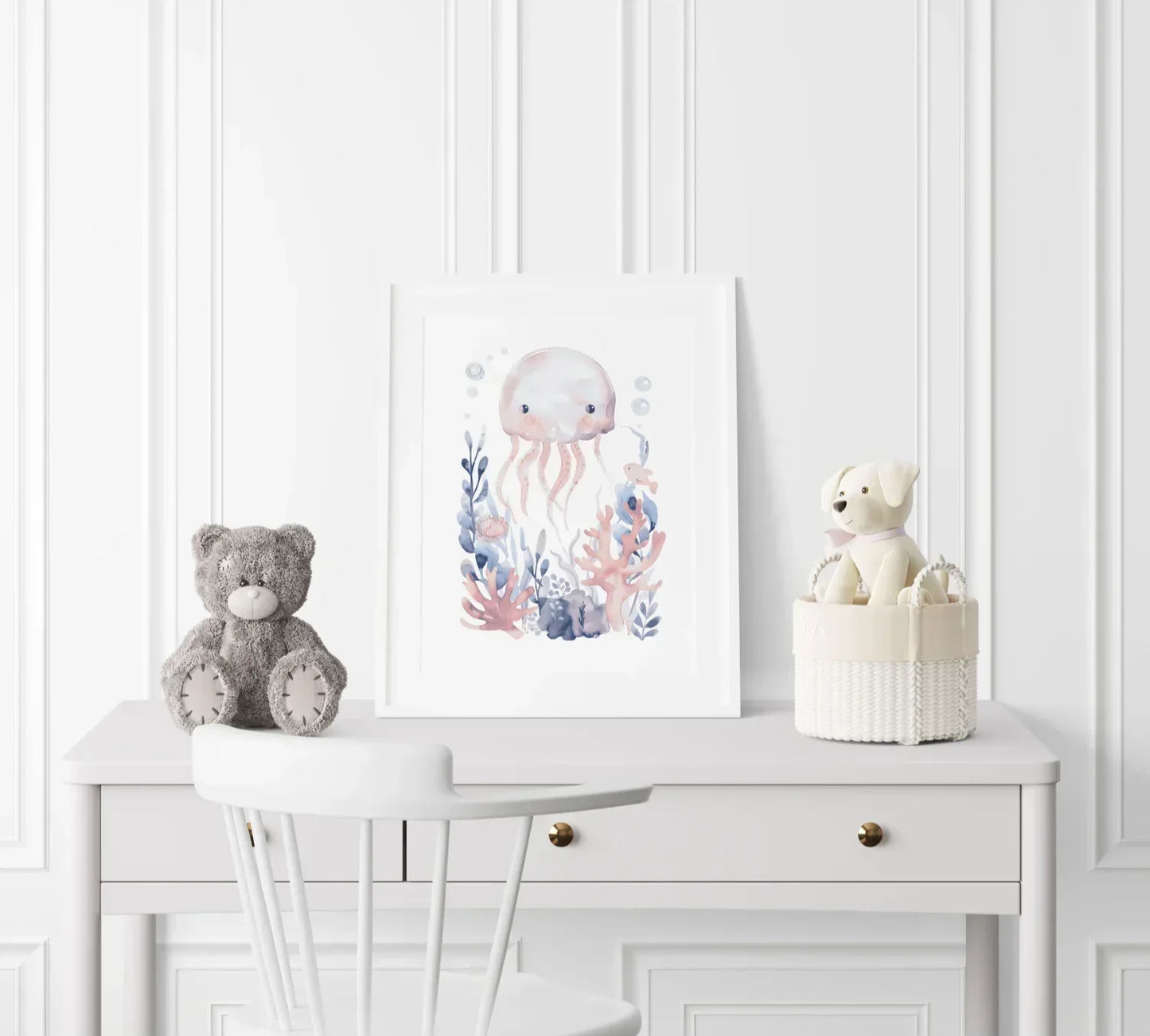 Blue Octopus Nursery Wall Art Print - Print