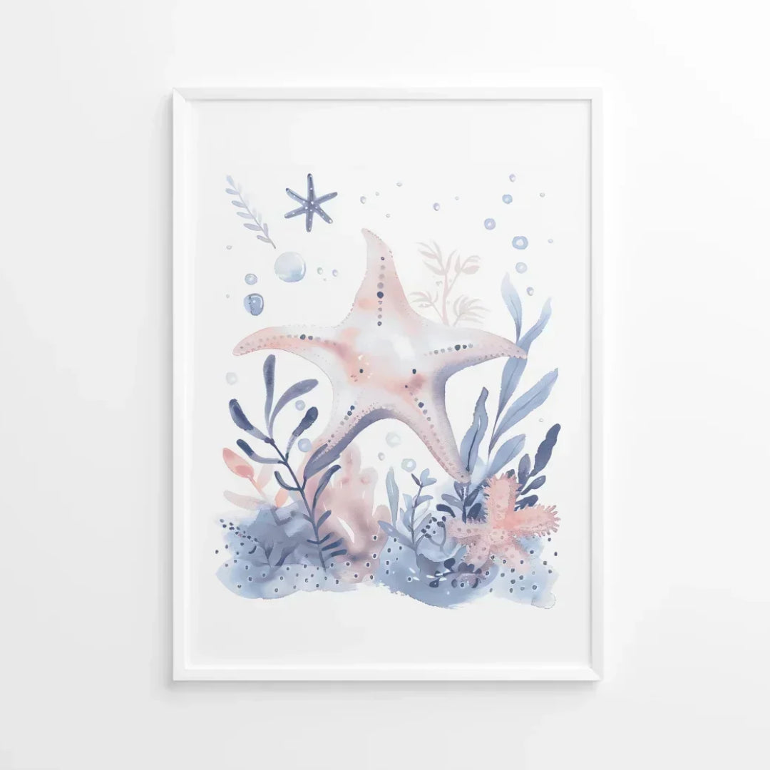 Blue Starfish Nursery Wall Art Print - Print