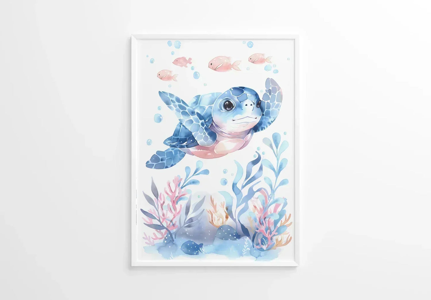 Blue Turtle Nursery Wall Art - Print