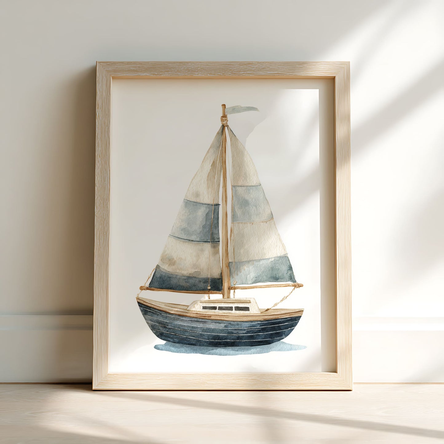 Vintage Watercolour Boat Nursery Wall Art Print