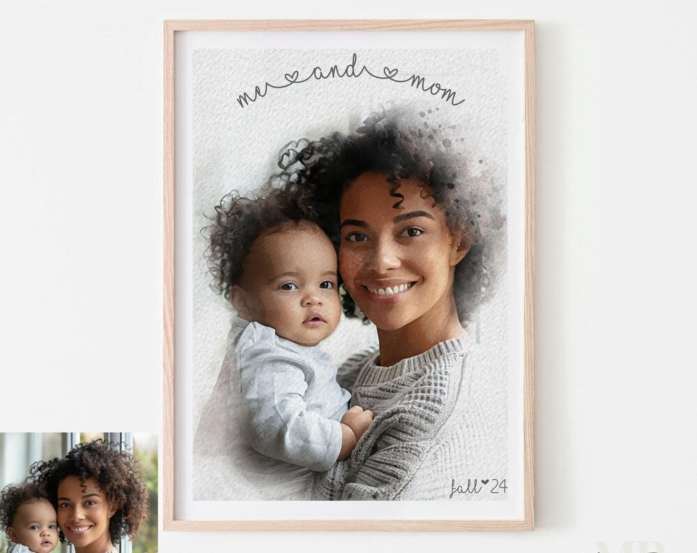 Watercolour Portrait from Photo ♡ Baby & Family Portrait