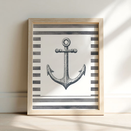Vintage Watercolour Anchor Nursery Wall Art Framed Print