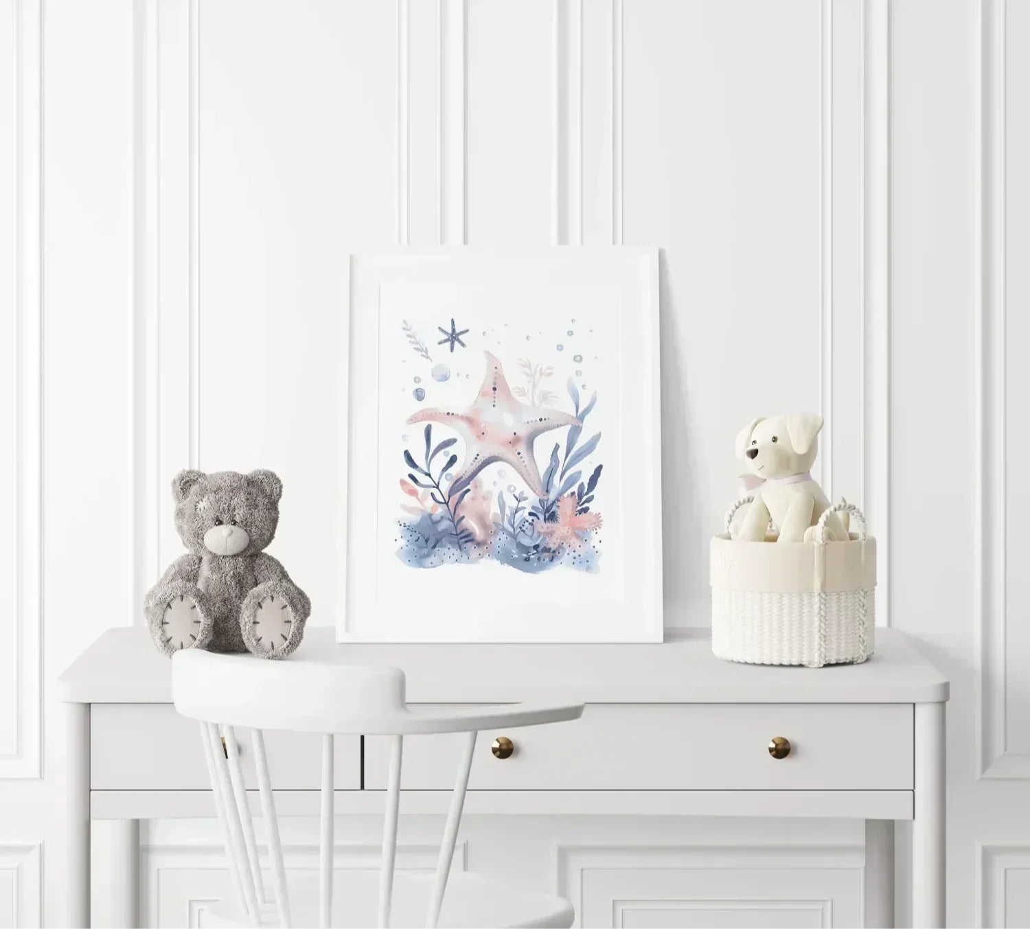 Blue Starfish Nursery Wall Art Print - Print