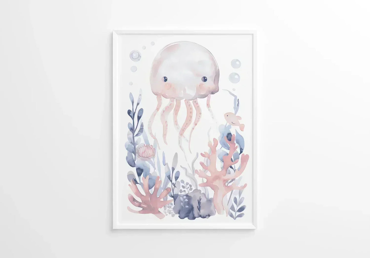 Blue Octopus Nursery Wall Art Print - Print