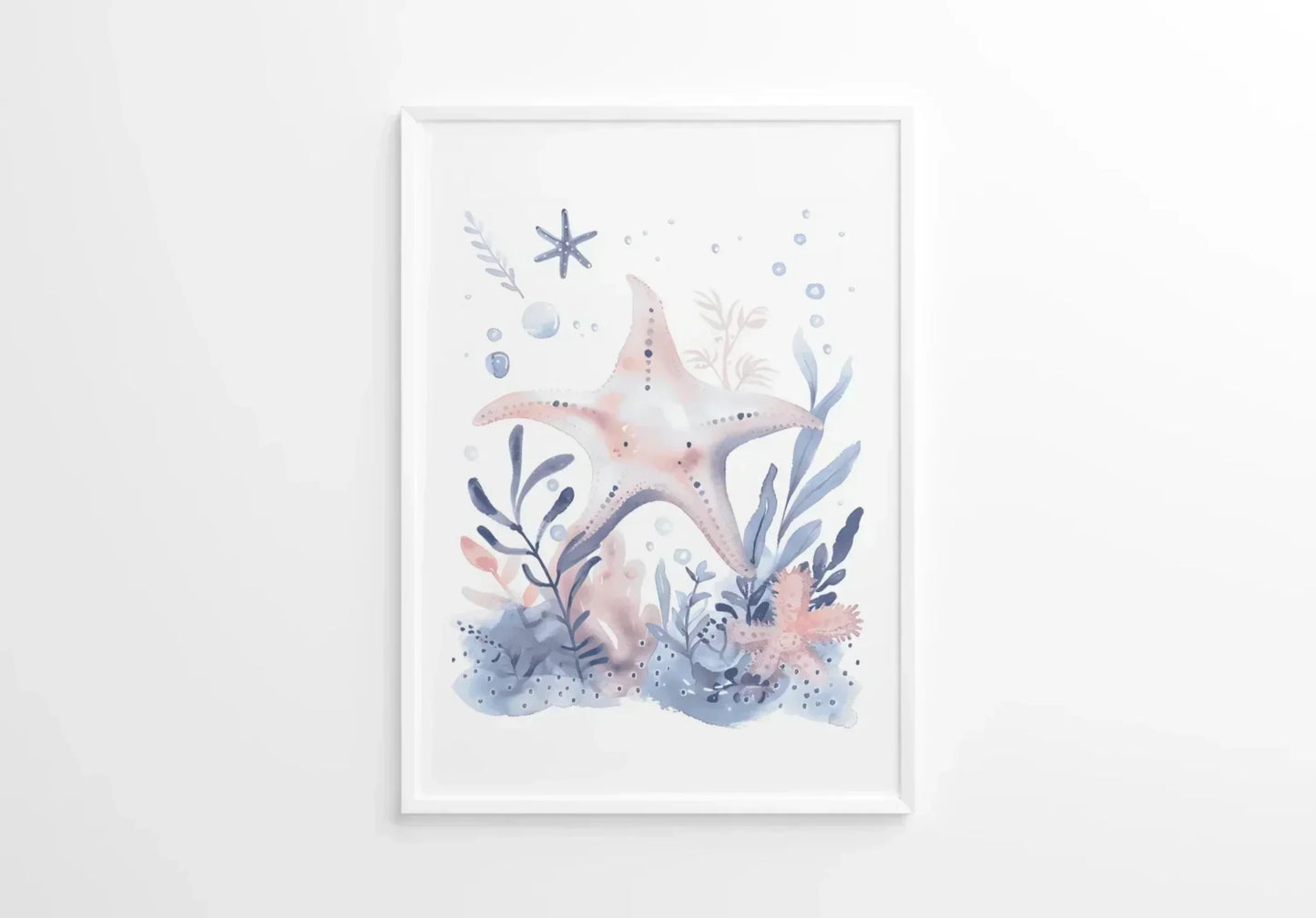 Blue Starfish Nursery Wall Art Print - Print