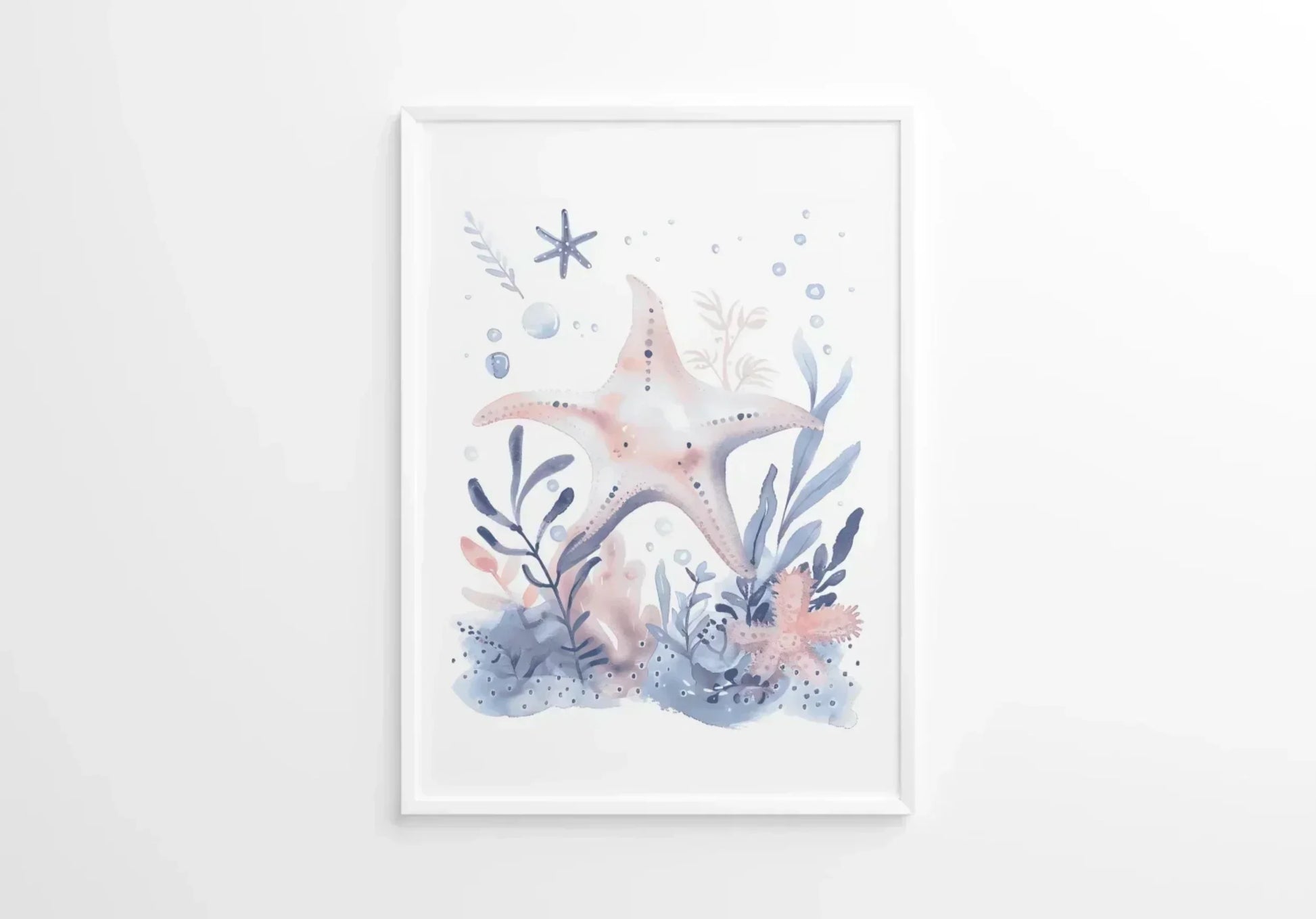 Blue Starfish Nursery Wall Art Print - Print