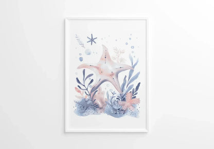 Blue Starfish Nursery Wall Art Print - Print