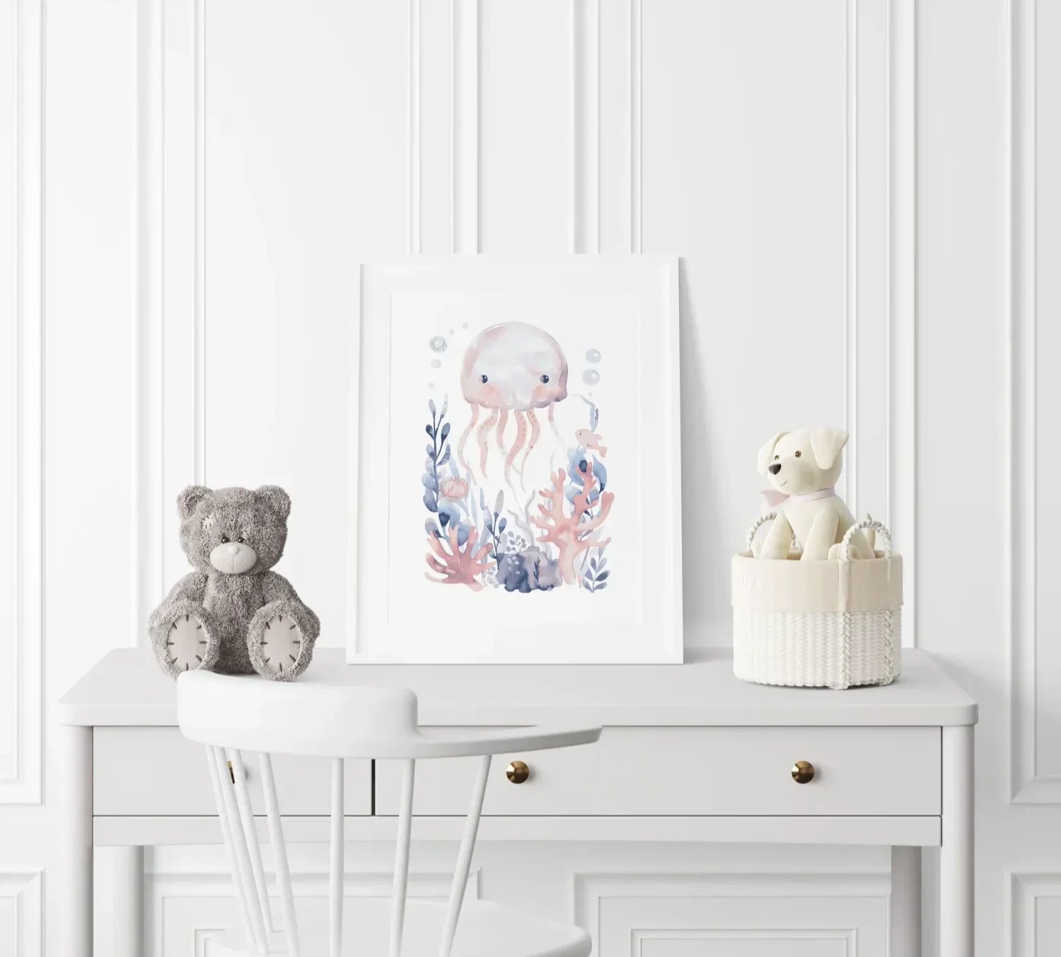 Blue Octopus Nursery Wall Art - Print