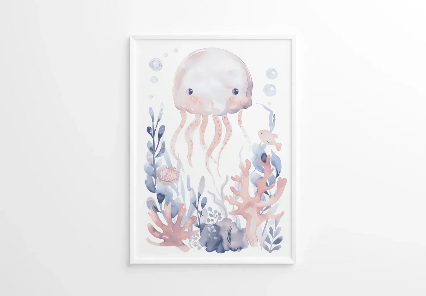 Blue Octopus Nursery Wall Art - Print