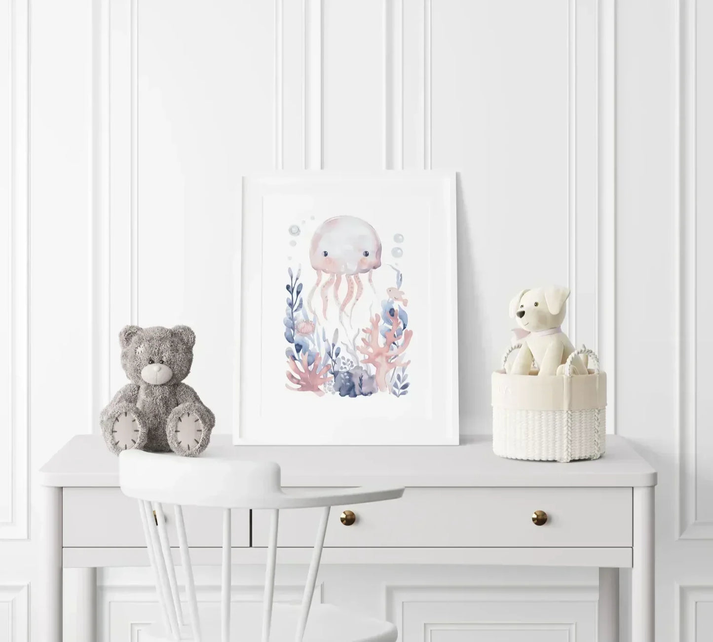 Blue Octopus Nursery Wall Art - Print