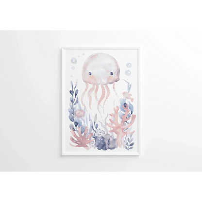Blue Octopus Nursery Wall Art - Print