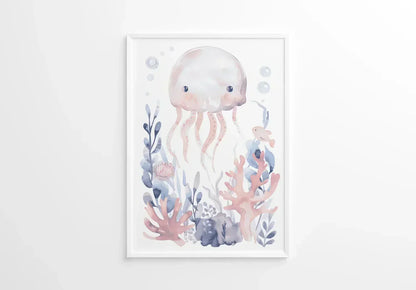 Blue Octopus Nursery Wall Art - Print