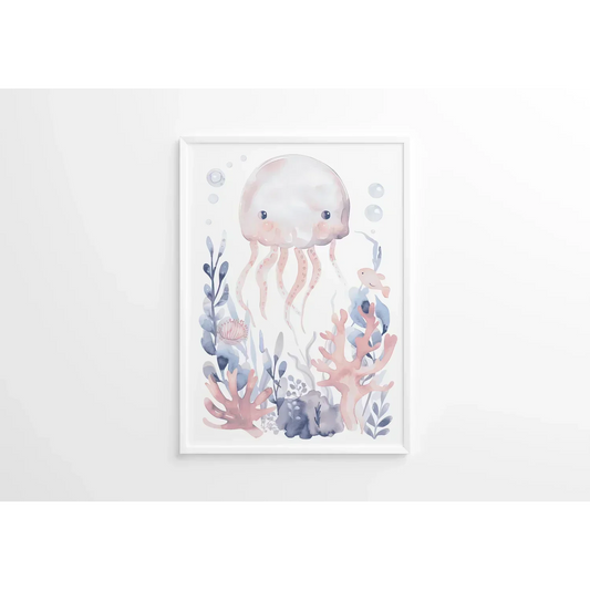 Blue Octopus Nursery Wall Art Print - Print