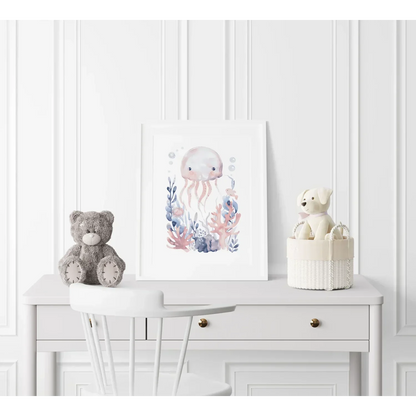 Blue Octopus Nursery Wall Art Print - Print