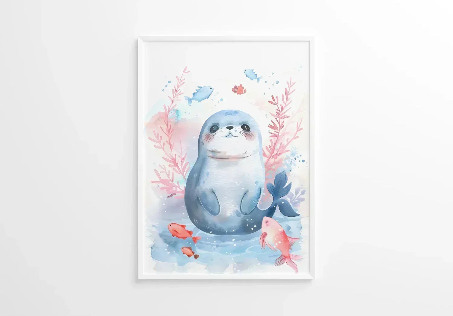 Blue Seal Nursery Wall Art Framed Print - Print