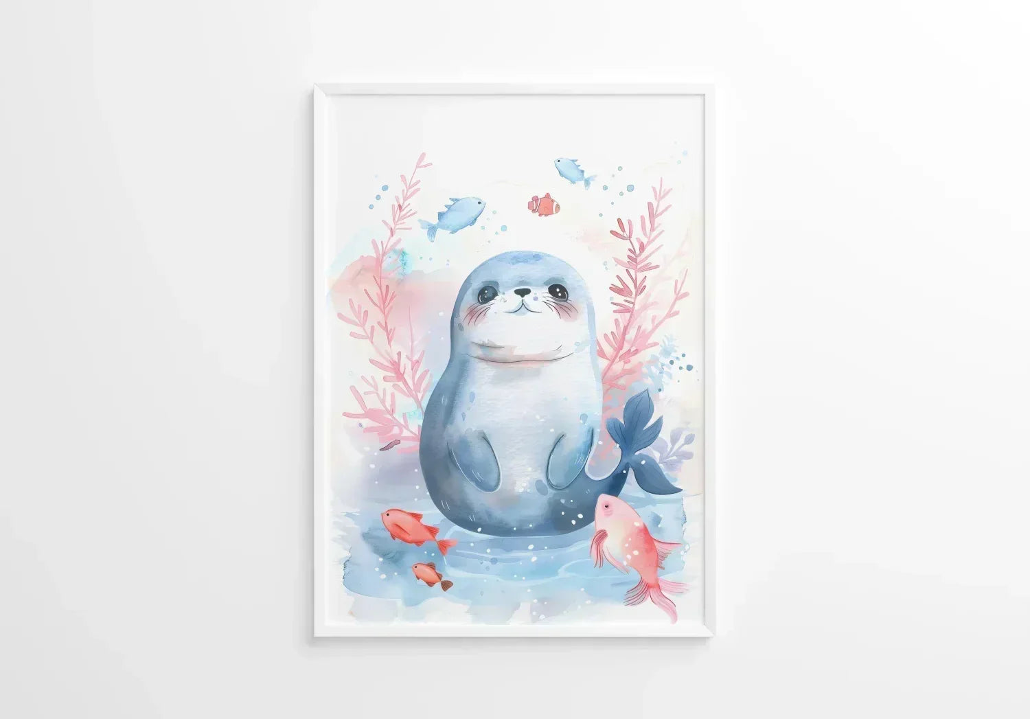 Blue Seal Nursery Wall Art Print - Print
