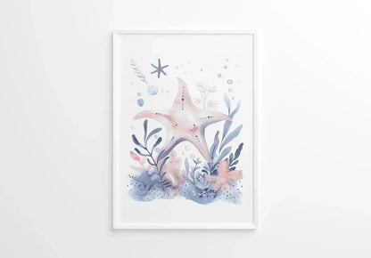 Blue Starfish Nursery Wall Art - Print