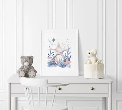 Blue Starfish Nursery Wall Art - Print