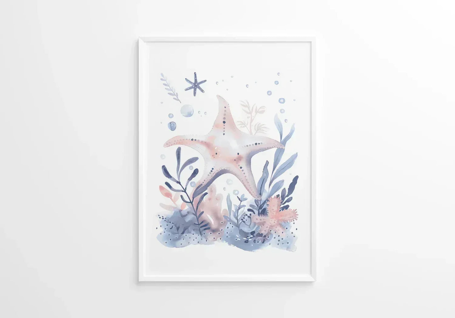 Blue Starfish Nursery Wall Art Print - Print