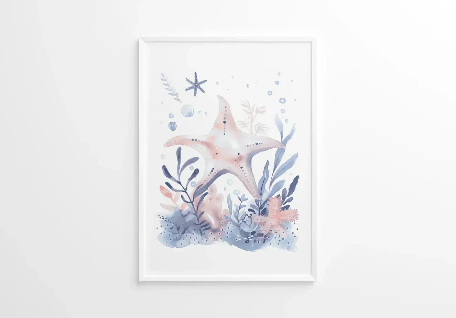 Blue Starfish Nursery Wall Art Print - Print