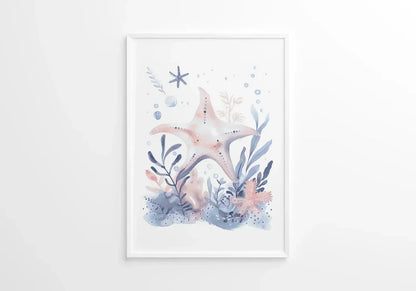 Blue Starfish Nursery Wall Art Print - Print