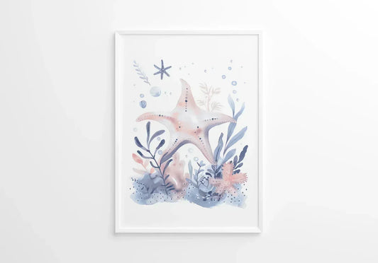 Blue Starfish Nursery Wall Art Print - Print