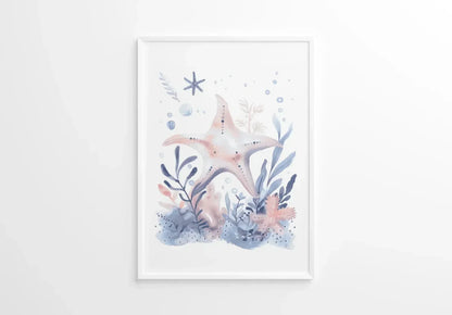 Blue Starfish Nursery Wall Art Print - Print