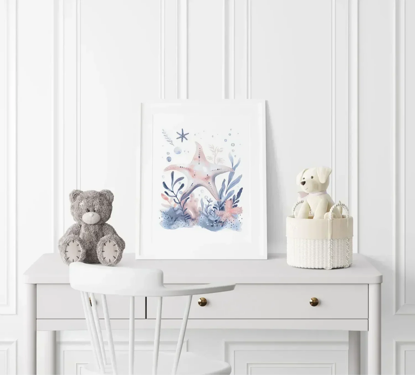 Blue Starfish Nursery Wall Art Print - Print