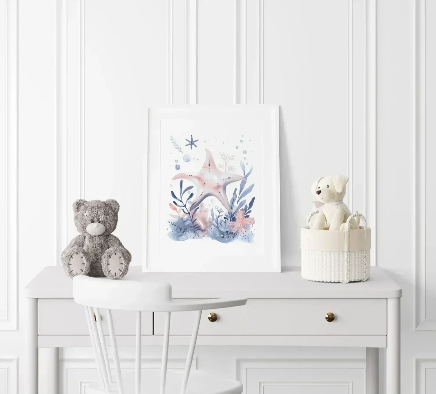 Blue Starfish Nursery Wall Art Print - Print