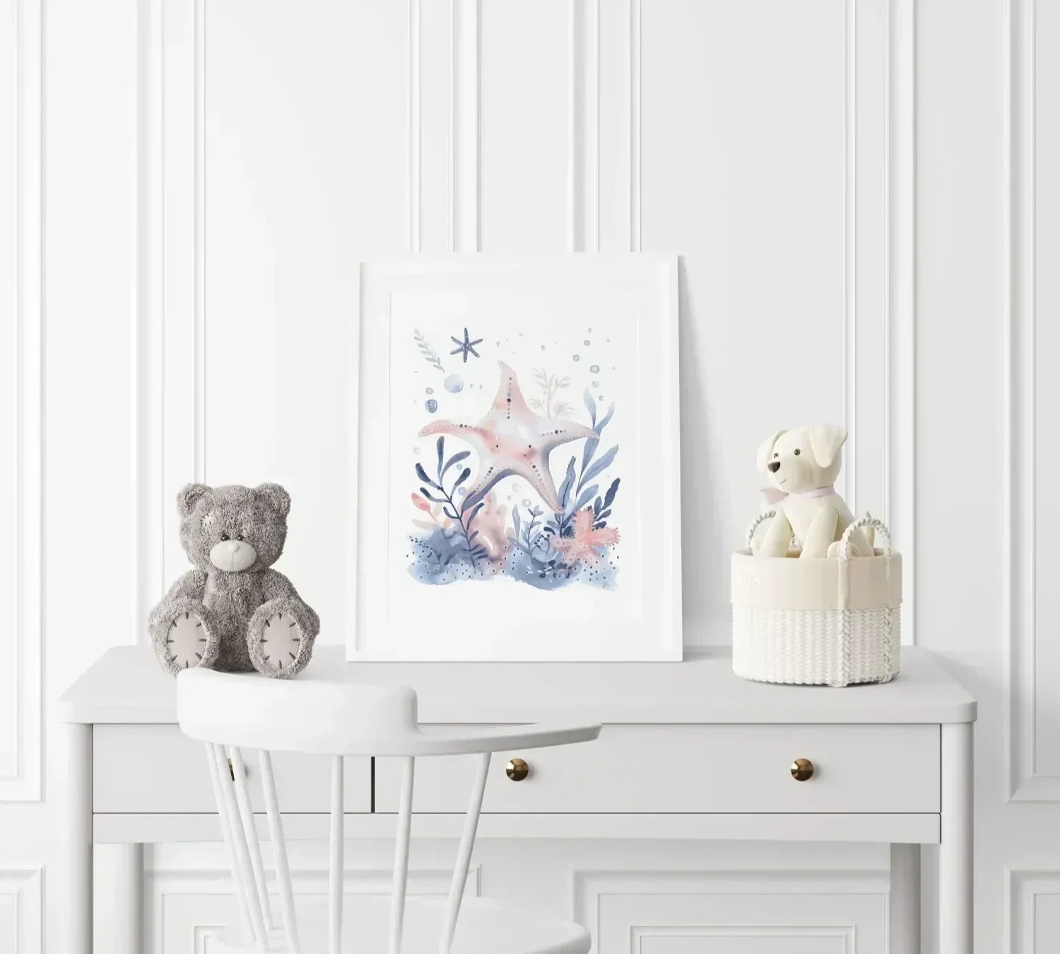 Blue Starfish Nursery Wall Art Print - Print