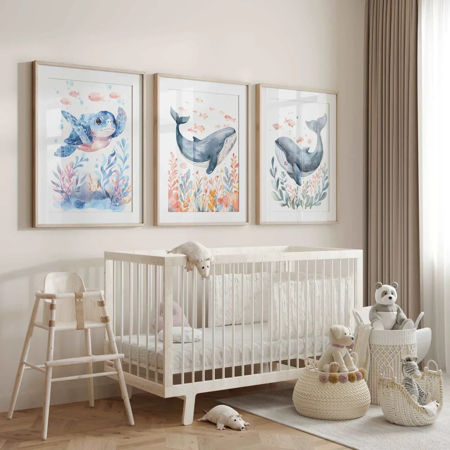 Blue Turtle Nursery Wall Art Framed Print