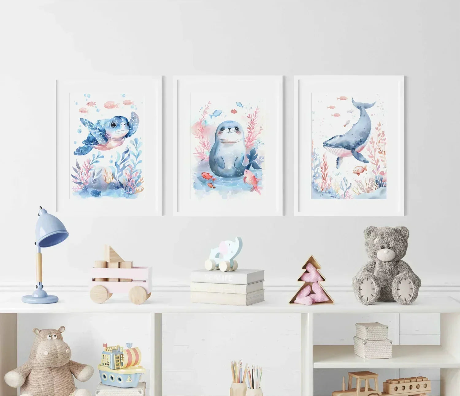 Blue Turtle Nursery Wall Art Print