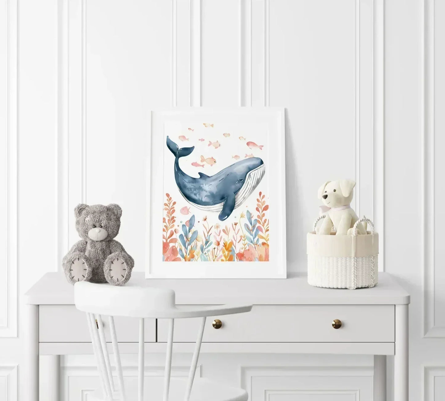 Blue Whale Nursery Wall Art Print - Print