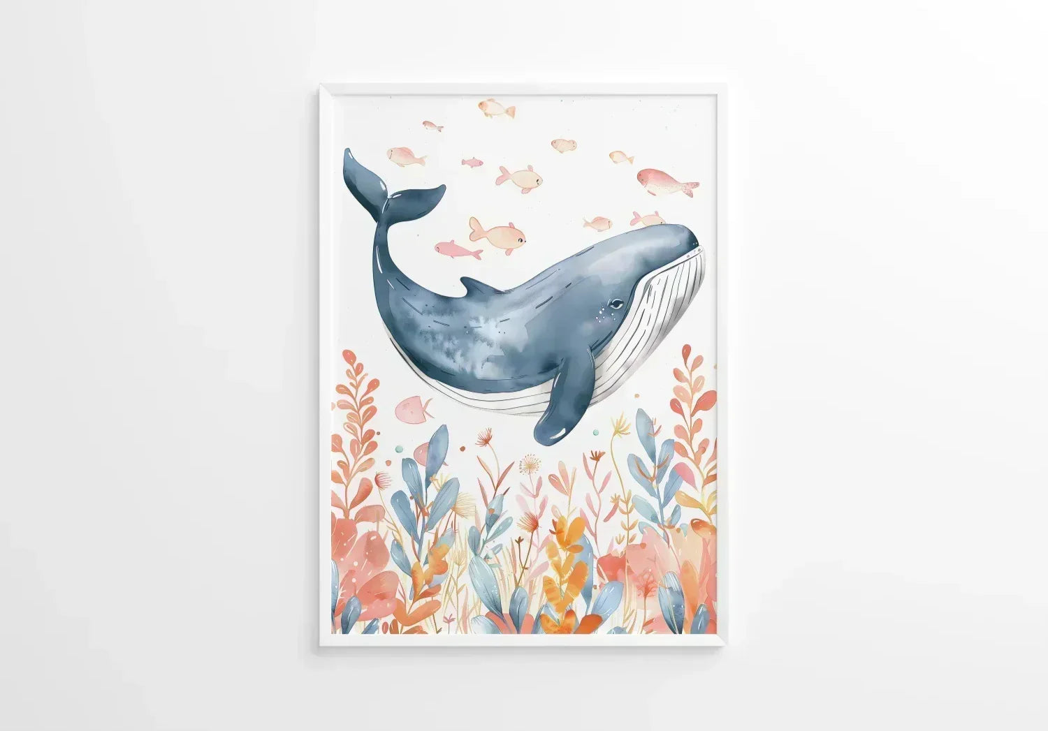 Blue Whale Nursery Wall Art - Print