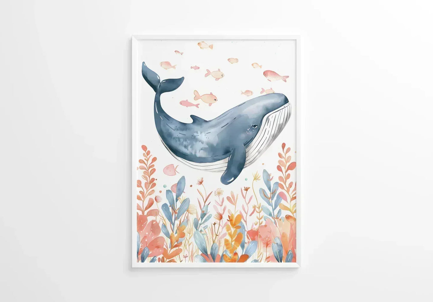 Blue Whale Nursery Wall Art Print - Print