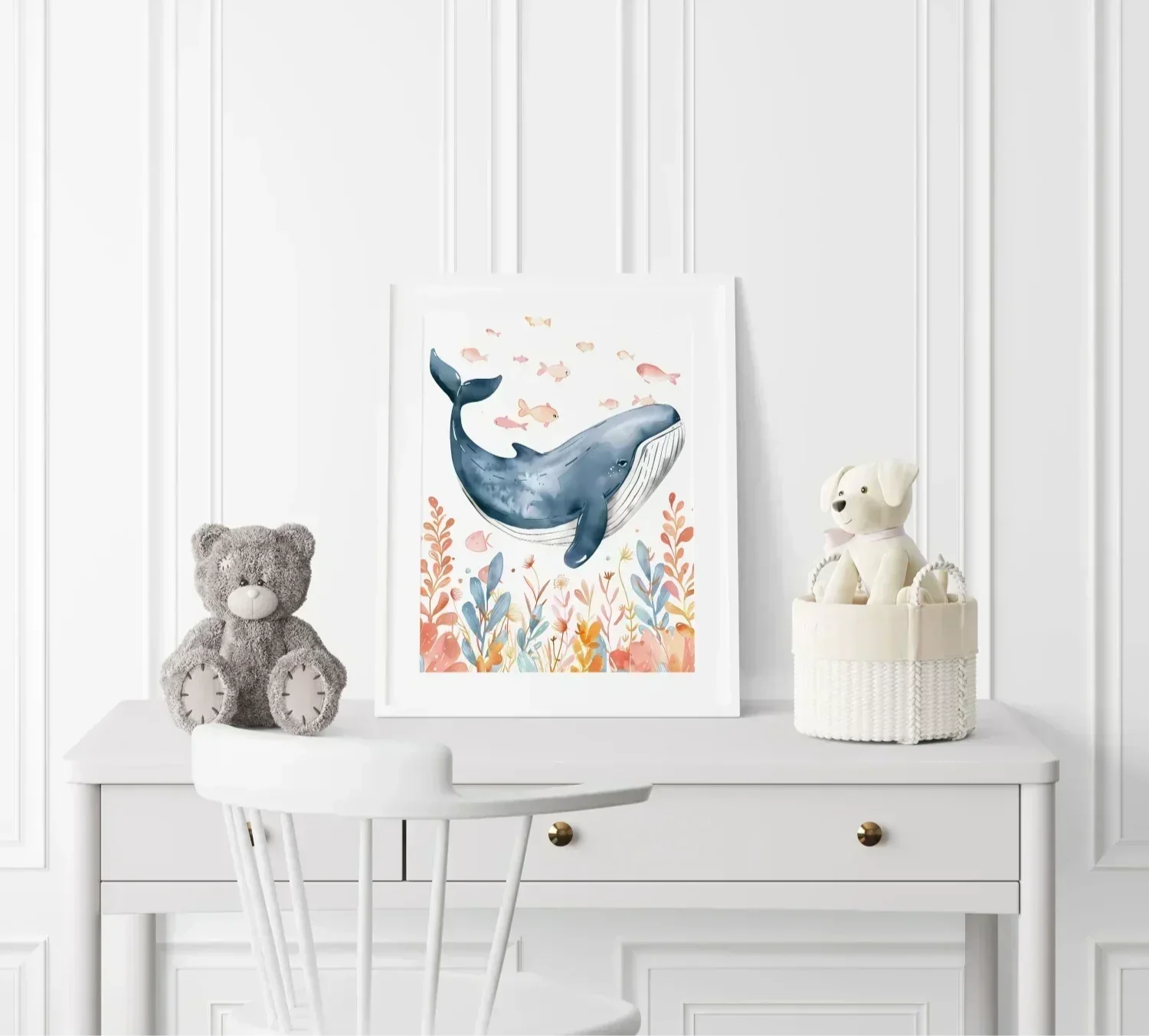 Blue Whale Nursery Wall Art - Print