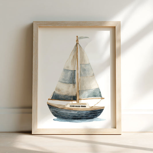 Vintage Watercolour Boat Nursery Wall Art Print