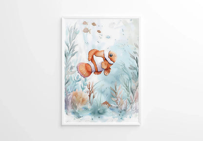 Watercolour Clownfish Nursery Wall Art