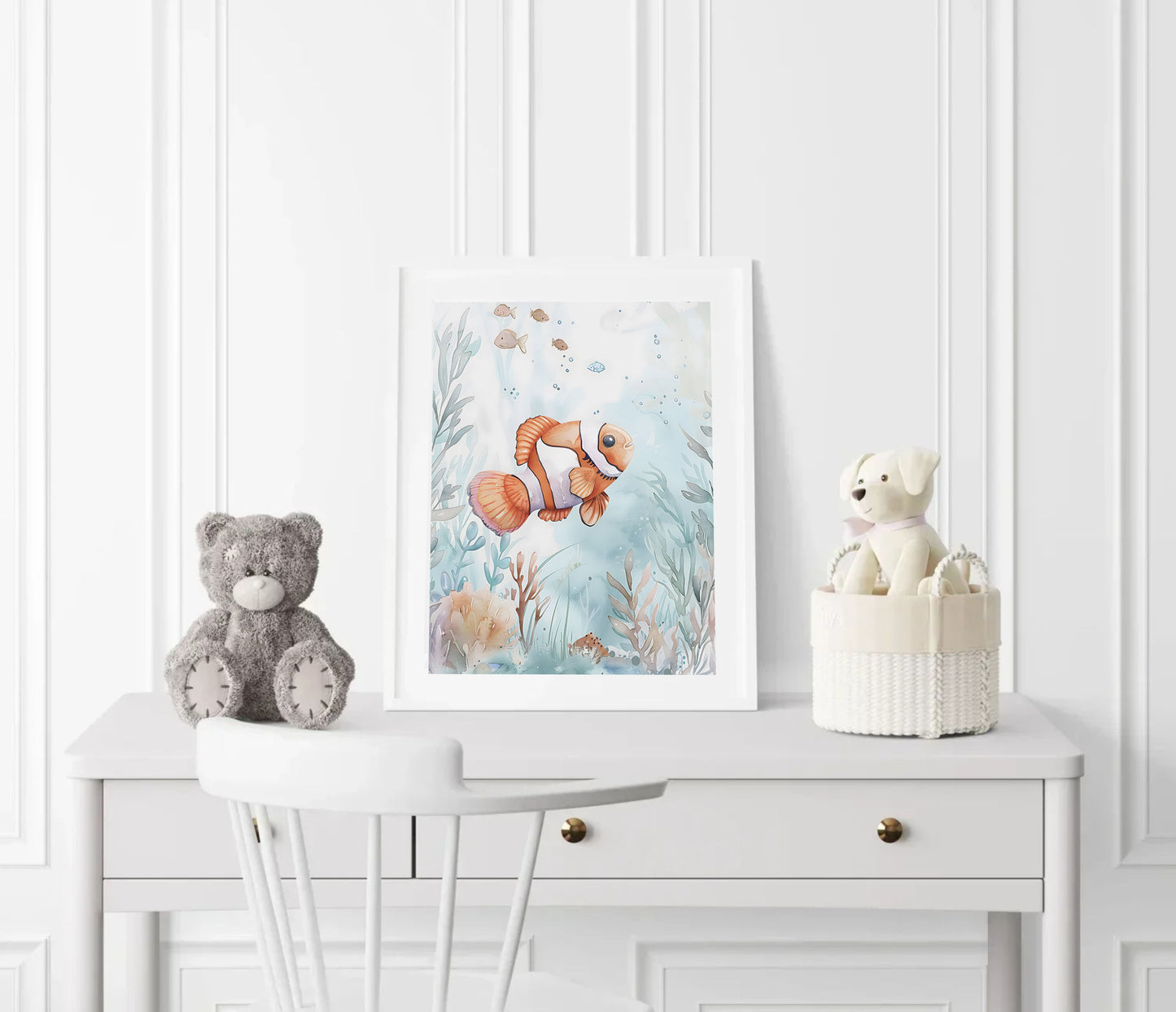 Watercolour Clownfish Nursery Wall Art