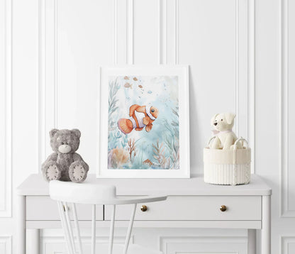 Watercolour Clownfish Nursery Wall Art