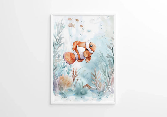 Watercolour Clownfish Nursery Wall Art