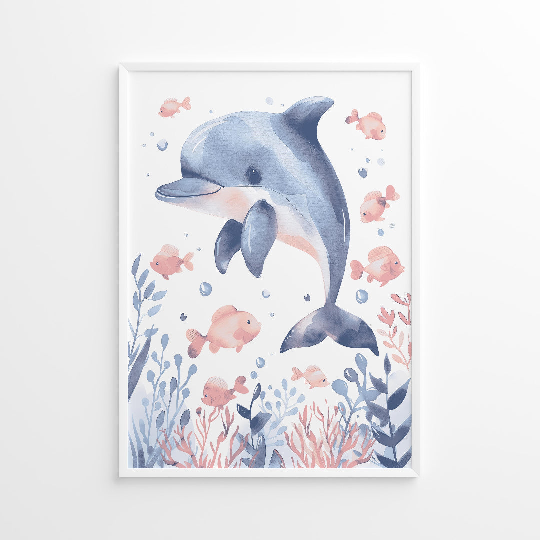 Seal Dolphin and Turtle Nursery Wall Art Set of 3 Prints