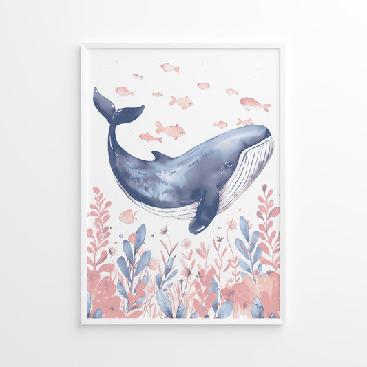 Whale in the Sea Nursery Wall Art