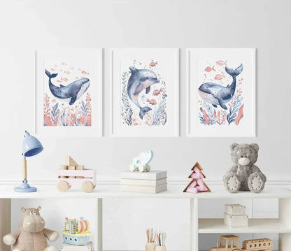 Dolphin in the Sea Nursery Wall Art Print