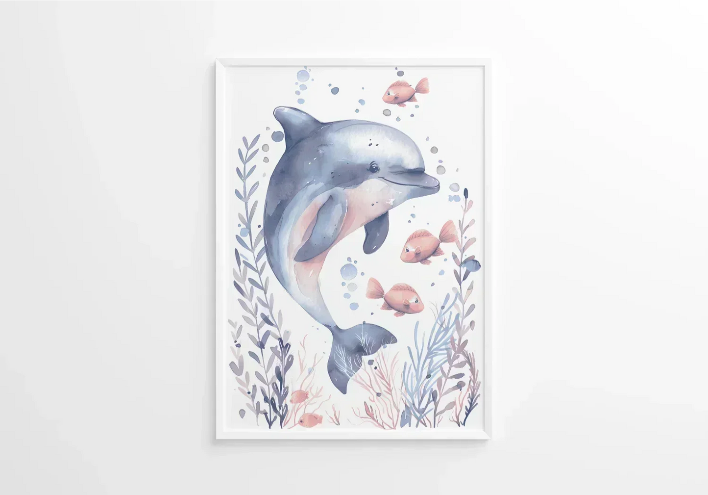 Dolphin in the Sea Nursery Wall Art - Print