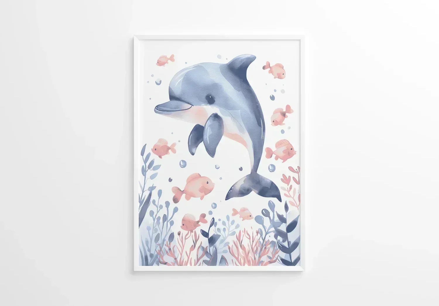 Dolphin Nursery Wall Art Framed Print - Print