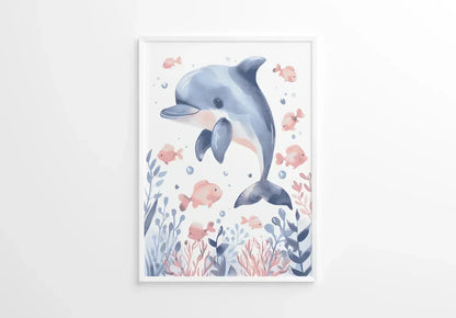 Dolphin Nursery Wall Art Framed Print - Print