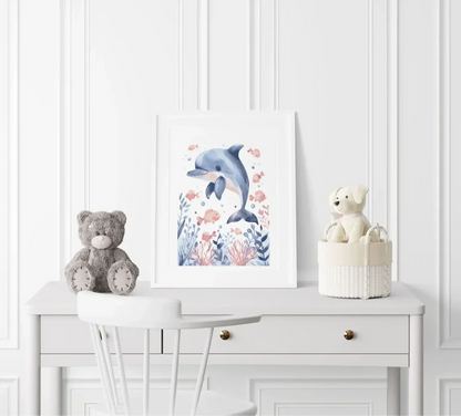 Dolphin Nursery Wall Art - Print