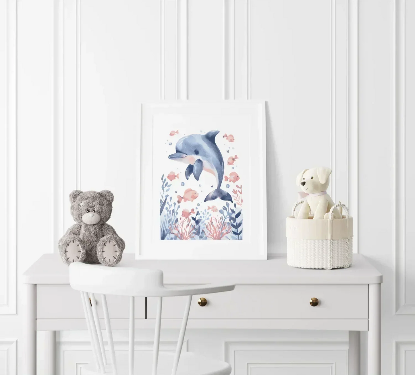 Dolphin Nursery Wall Art Print - Print